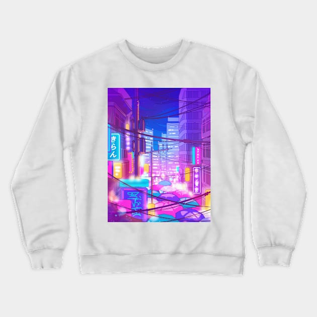 The neon Tokyo streets Crewneck Sweatshirt by AnGo